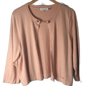 Calvin Klein Blush Pink Gold Chain Clasp Long Sleeve Cardigan Sweater Sz Plus 2X